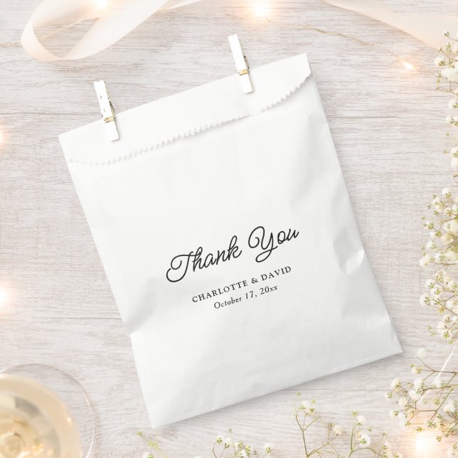 Minimalist Fun Script Wedding Thank You Favor Bag (Clipped)