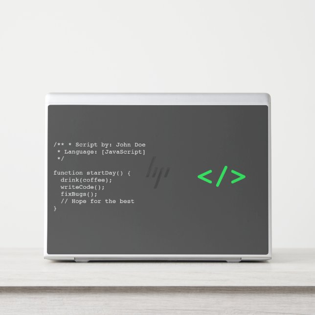 Minimalist function startDay() Developer Joke  HP Laptop Skin (Front)