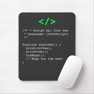 Minimalist function startDay() Developer Joke  Mouse Pad