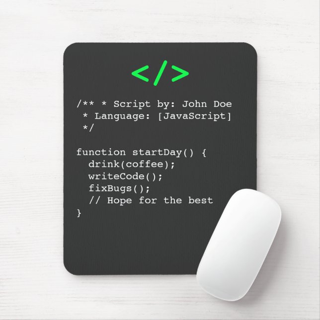 Minimalist function startDay() Developer Joke  Mouse Pad (With Mouse)