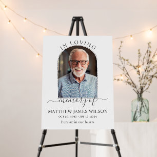 Minimalist Funeral Memorial In Loving Memory Photo Foam Board