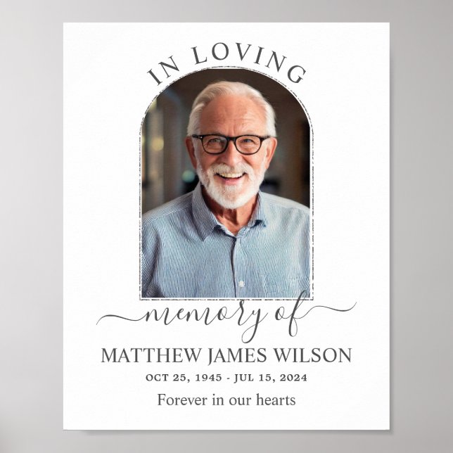 Minimalist Funeral Memorial In Loving Memory Photo Poster (Front)