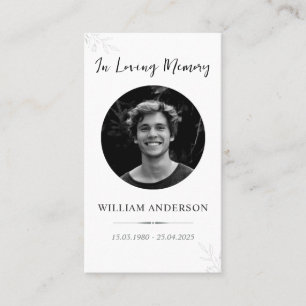 Minimalist Funeral Memorial Prayer Card