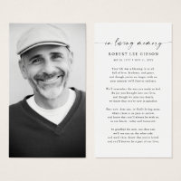 Minimalist Funeral Memorial Prayer Photo Card
