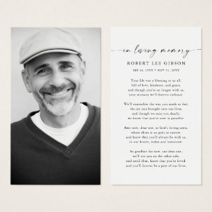 Minimalist Funeral Memorial Prayer Photo Card