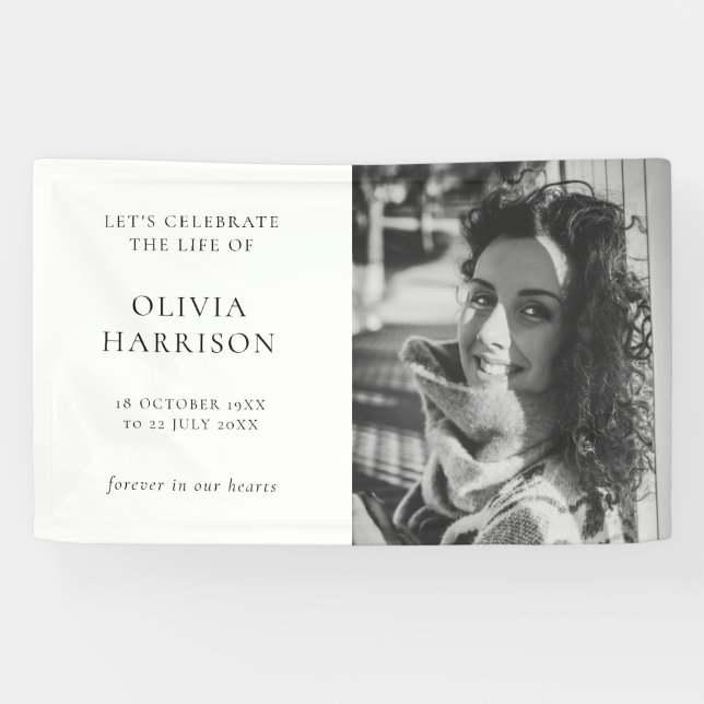 Minimalist Funeral | Modern Celebration of Life Banner (Horizontal)