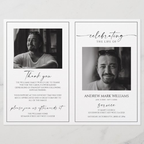 Minimalist Funeral Order of Service Folded Program