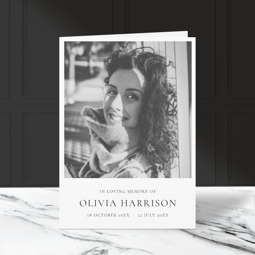 Minimalist Funeral | Order of Service Folded