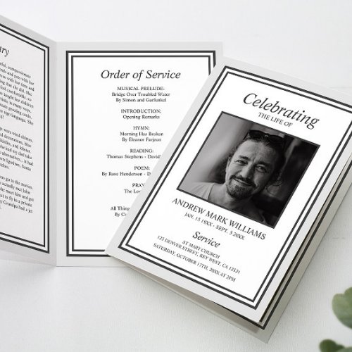 Minimalist Funeral Order of Service Folded Program