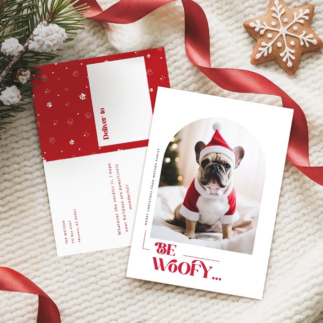Minimalist Funny Dog Pet Arch Photo Christmas Holiday Postcard (Creator Uploaded)