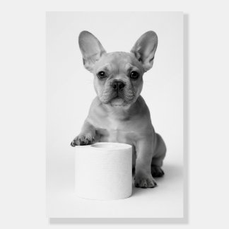 Minimalist Funny French Bulldog Guards ToiletPaper Foam Board