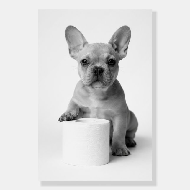 Minimalist Funny French Bulldog Guards ToiletPaper Foam Board (Front)