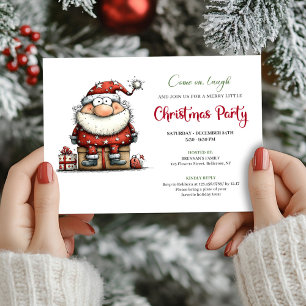 Minimalist Funny Santa Watercolor Party Invitation