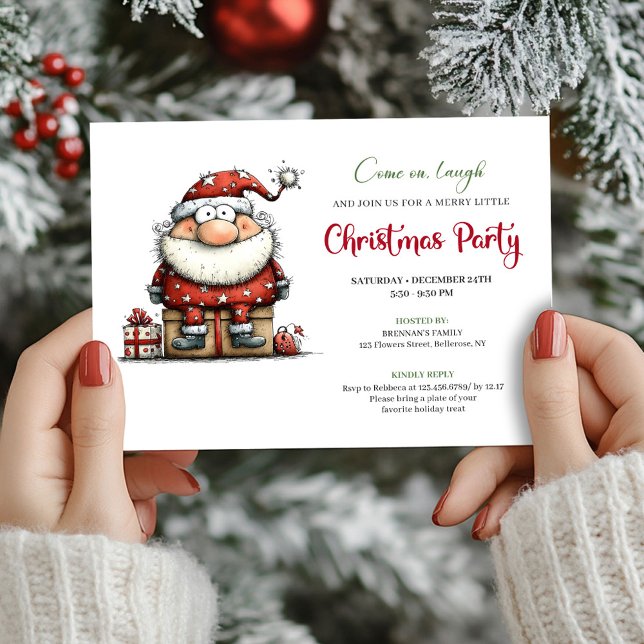 Minimalist Funny Santa Watercolor Party Invitation (Minimalist Funny Santa Watercolor Party Invitation)