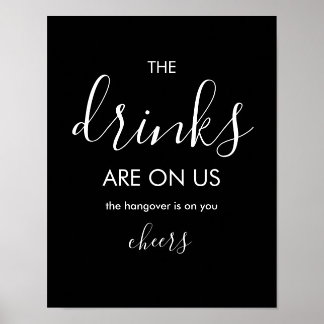 Minimalist Funny Wedding Open Bar Poster (Front)