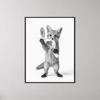 Minimalist Funny Wildlife Fox Holding Toilet Paper Canvas Print