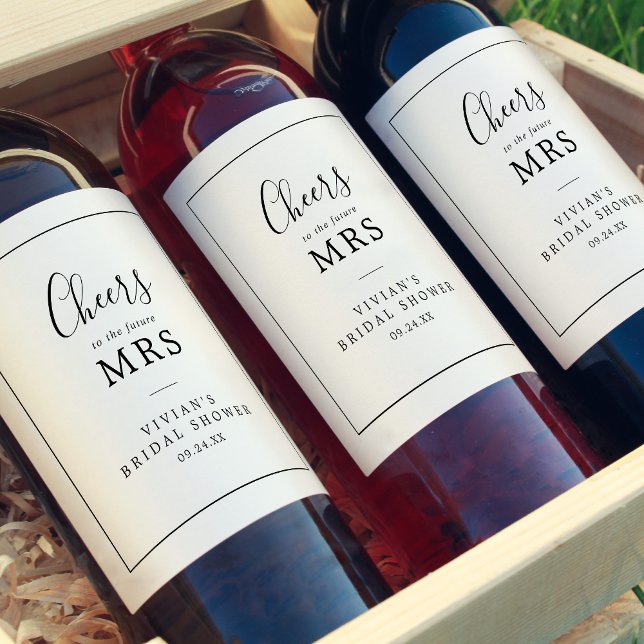 Minimalist Future Mrs. Bridal Shower Wine Labels (Creator Uploaded)