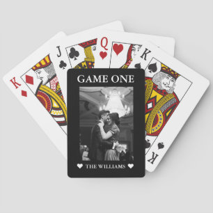 Minimalist Game one Black and white Couple Photo Poker Cards
