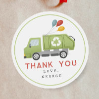 Minimalist Garbage Trash Truck Boy Birthday Favor