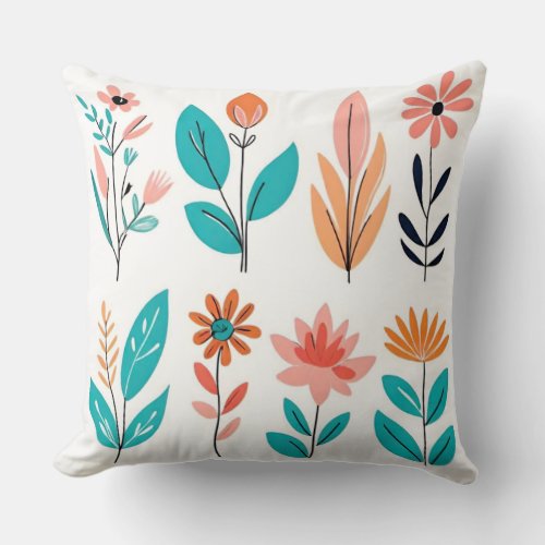 Minimalist Garden Boho Inspired Floral Pillow 