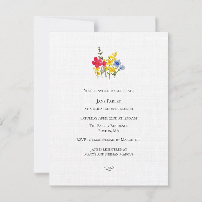 Minimalist Garden Bridal Shower Invitation (Front)