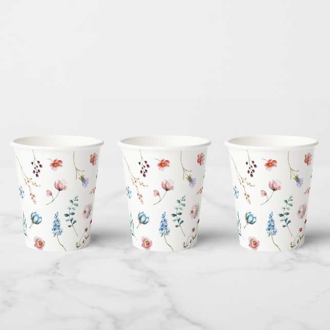 Minimalist garden wildflowers paper cups (Multi)