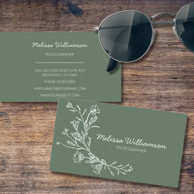 Minimalist Gathered Flowers  Business Card (Creator Uploaded)