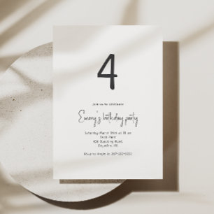 Minimalist Gender Neutral Birthday Age Invitation