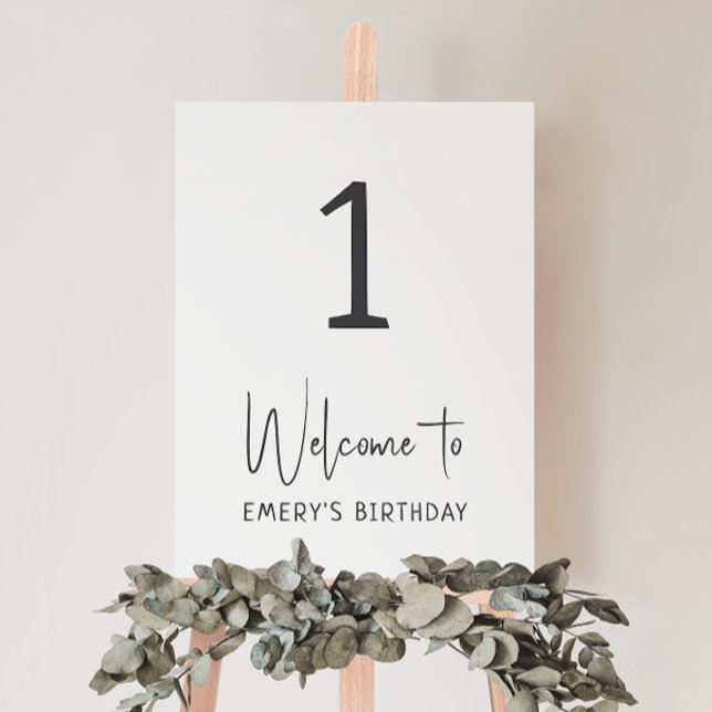 Minimalist Gender Neutral Birthday Age Welcome  Foam Board (Creator Uploaded)