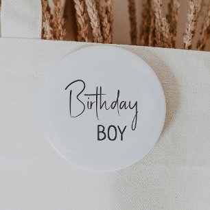 Minimalist Gender Neutral Birthday Boy Button