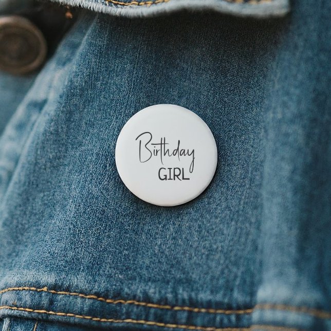 Minimalist Gender Neutral Birthday Girl Button (Creator Uploaded)