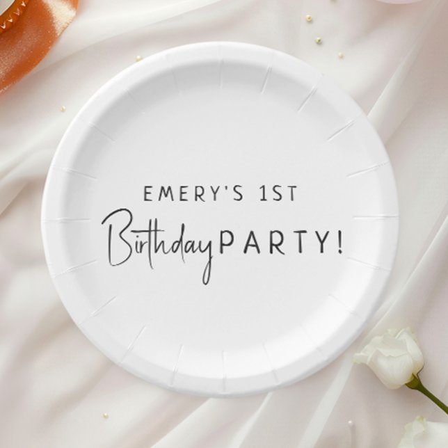 Minimalist Gender Neutral Birthday Party Paper Plates (Creator Uploaded)