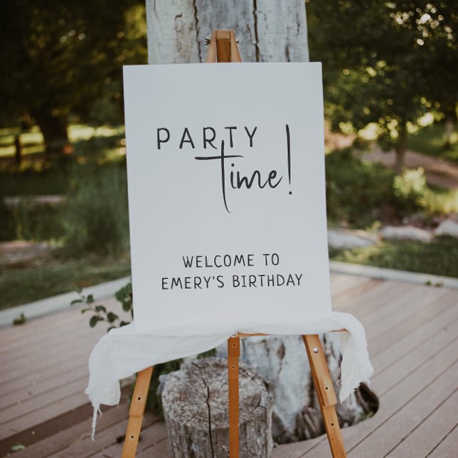 Minimalist Gender Neutral Birthday Party Time Foam Board (Creator Uploaded)