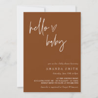 Minimalist Gender Neutral Boho Hello Baby Shower Invitation