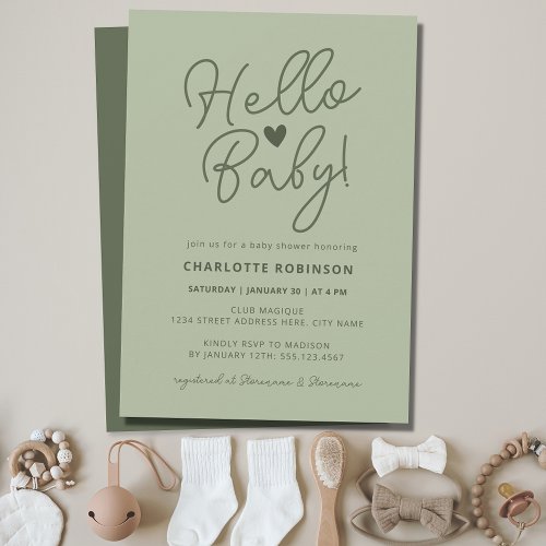 Minimalist Gender Neutral Boho Hello Baby Shower Invitation