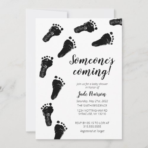 Minimalist Gender Neutral Footprints Baby Shower Invitation