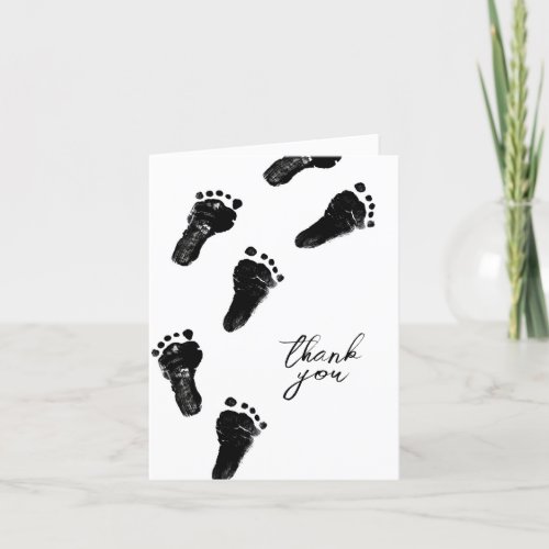 Minimalist Gender Neutral Footprints Baby Shower Thank You Card