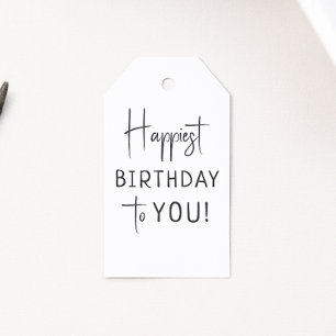 Minimalist Gender Neutral Happiest Birthday To You Gift Tags