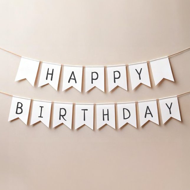 Minimalist Gender Neutral Happy Birthday Big Bunting Flags (Creator Uploaded)