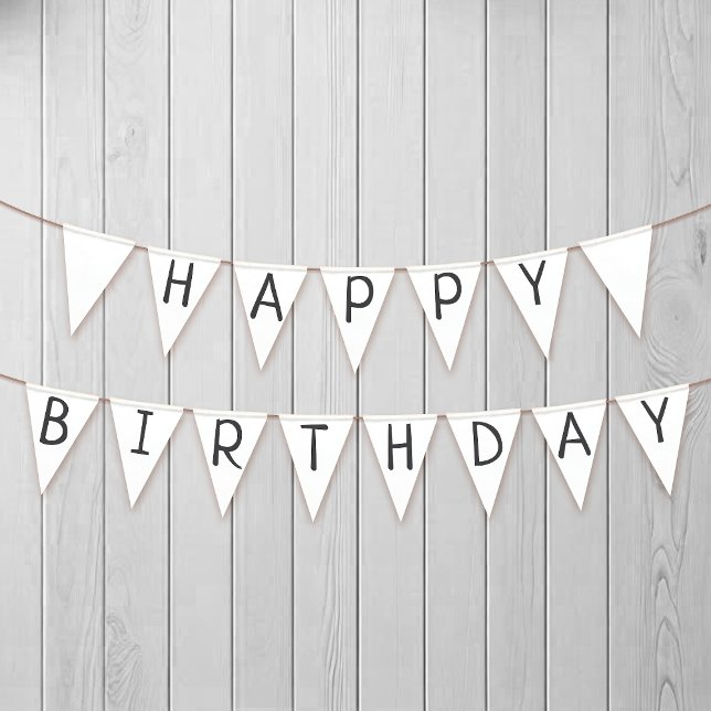 Minimalist Gender Neutral Happy Birthday Bunting Flags (Creator Uploaded)