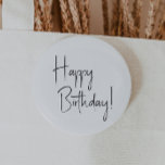 Minimalist Gender Neutral Happy Birthday Button<br><div class="desc">Celebrate your little one's special day with our minimalist gender-neutral happy birthday button, designed for kids of all ages. This product is perfect for birthdays in any season—spring, summer, fall, or winter- featuring a clean, modern black-and-white design with a touch of boho whimsy. Its simple yet rustic style makes it...</div>