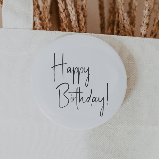 Minimalist Gender Neutral Happy Birthday Button (Creator Uploaded)