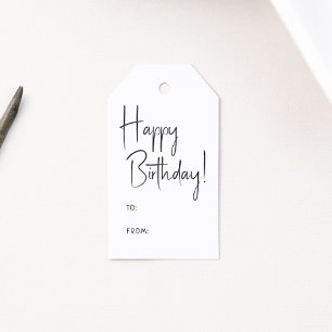 Minimalist Gender Neutral Happy Birthday! Gift Tags