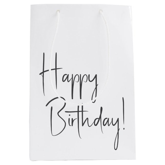 Minimalist Gender Neutral Happy Birthday Medium Gift Bag (Front)