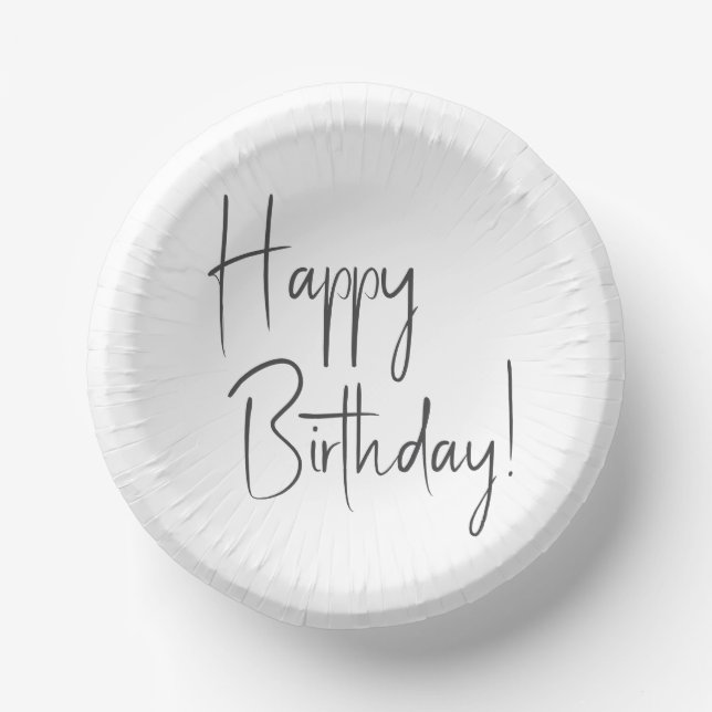 Minimalist Gender Neutral Happy Birthday Paper Bowls (Front)