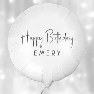 Minimalist Gender Neutral Happy Birthday With Name Balloon