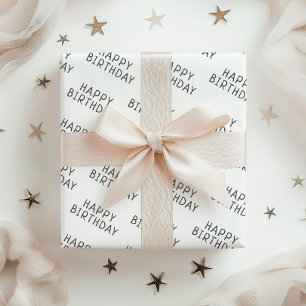 Minimalist Gender Neutral Happy Birthday Wrapping Paper Sheets