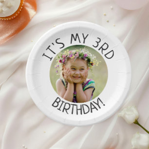Minimalist Gender Neutral It's My Birthday Photo Paper Plates