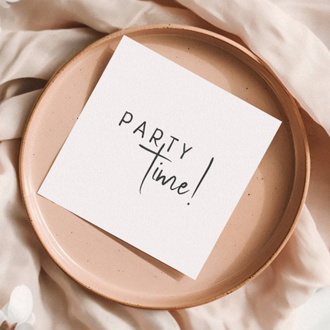 Minimalist Gender Neutral Party Time Birthday Napkins (Creator Uploaded)