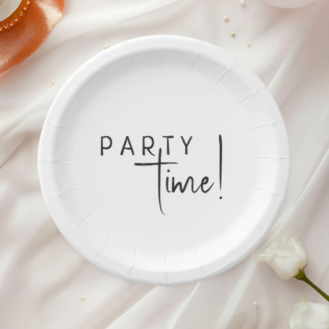 Minimalist Gender Neutral Party Time Paper Plates (Creator Uploaded)